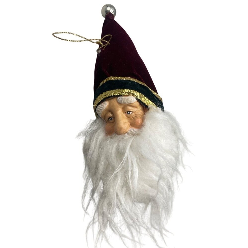 vintage Christmas Santa   ornament red white 9" beard READ